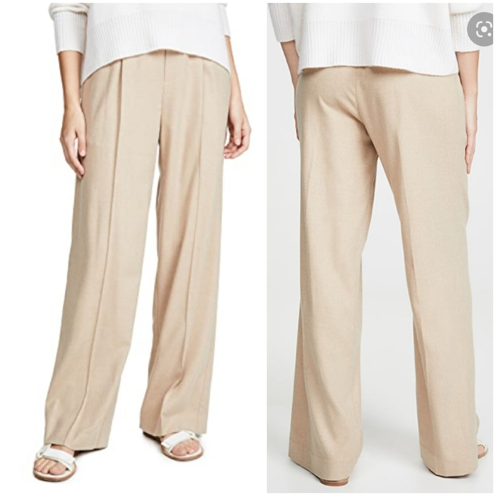 VINCE Front Pleated Wide Leg Elastic Waistband Pants Size L Large Beige … - Picture 9 of 12